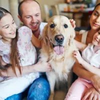 Family on Couch with Dog